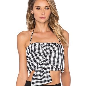 ⭐️NWT KENDALL + KYLIE Knot Front Halter Gingham XS